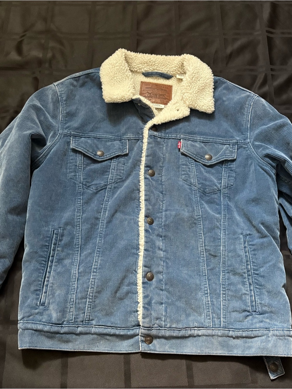 Levis Sherpa Trucker Jacket Mens Medium Blue Corduroy Fleece Lined